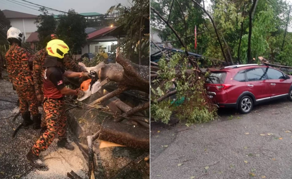 Banjir kilat, pokok tumbang di Gombak