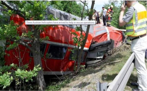 Tiga maut, kereta api tergelincir di Jerman