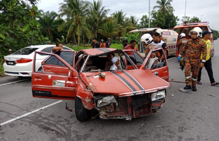 Tiga sekeluarga cedera, kemalangan dua kereta di Sekinchan