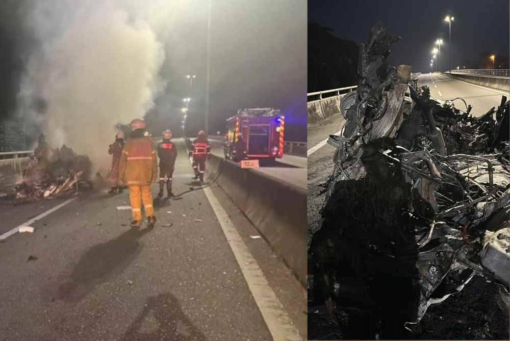 Polis kesan pemandu Proton X50 terbakar di Lebuhraya BORR